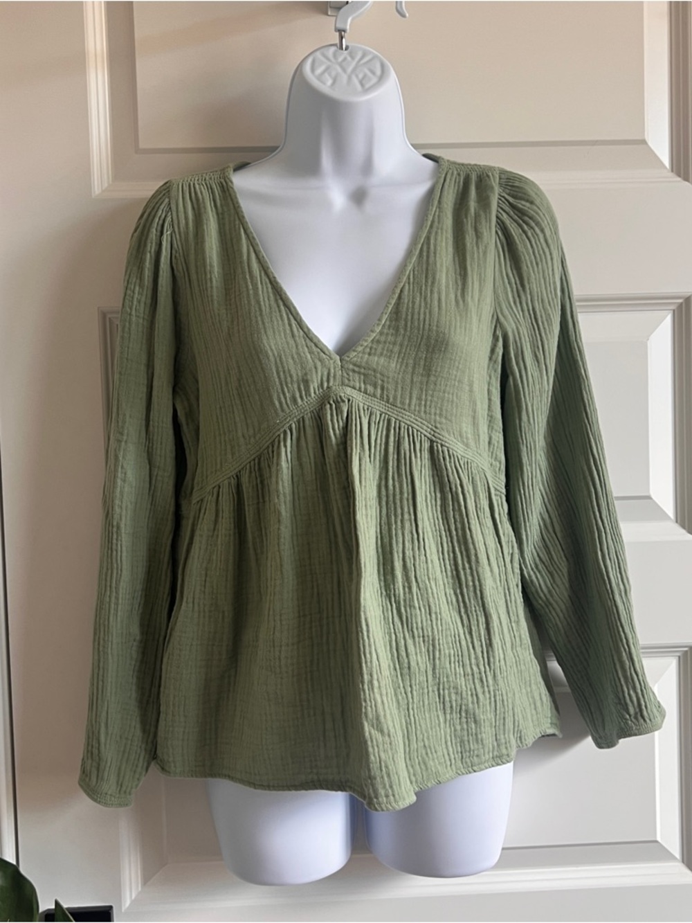 MADEWELL Peplum Gauze Sz XS Olive Boho Coastal Beach